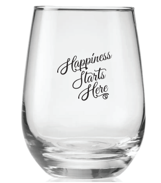Happiness Starts Here Wine Glass