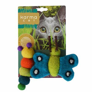 Cat Toy - Wool Caterpillar & Butterfly