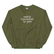 Load image into Gallery viewer, Easily Distracted By Cats Unisex Sweatshirt (Variety of Colors Available)
