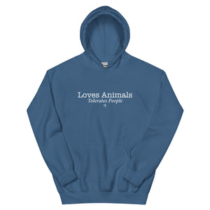 Loves Animals Tolerates People Unisex Hoodie (Variety of Colors Available)