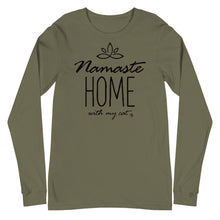 Load image into Gallery viewer, Namaste Home With My Cat Unisex Long Sleeve Tee (Variety of Colors Available)
