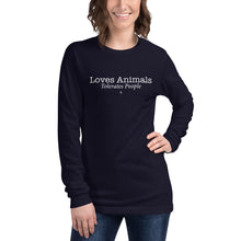 Load image into Gallery viewer, Loves Animals Tolerates People Unisex Long Sleeve Tee (Variety of Colors Available)
