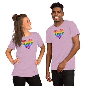 Pride Paws Heart Unisex T-shirt (Variety of Colors Available)